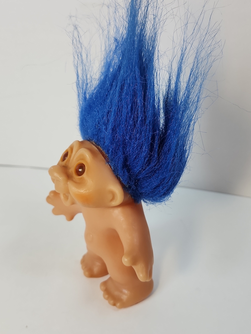 DAM 1986 Troll Doll, Blue Hair, Nude Open Mouth